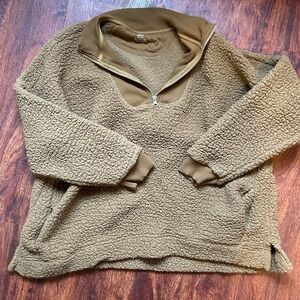 aerie sherpa pullover xl brown